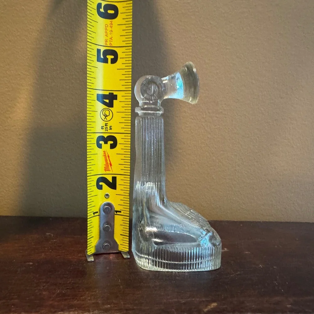 Vintage 1940s Clear Glass Candle Stick Telephone‎ Candy Container Knick Knack